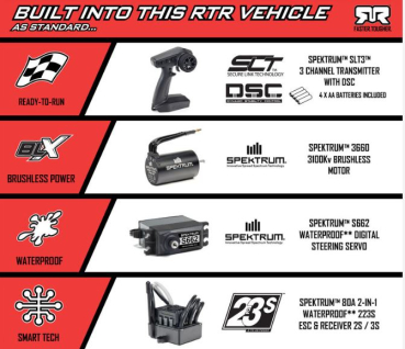 ARA4306V4T2 1/8 TYPHON 223S DSC 4X4 RTR Brushless Buggy, gelb